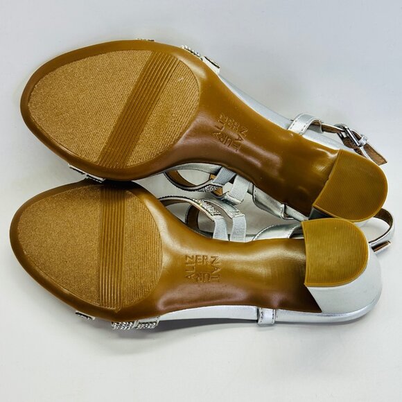 Naturalizer Bridget 4 Rhinestone Block Heel Sandal Size 6M Silver Dress Shoe - Picture 11 of 16